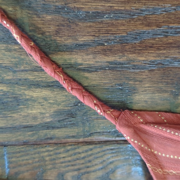 ANTHRO I NWOT Rust Terra Cotta Gauze Tiered Halter Maxi Dress by Frye, L - Picture 6 of 15